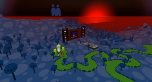 Screenshot from Second Life showing 3D projection cube in Prados Azules